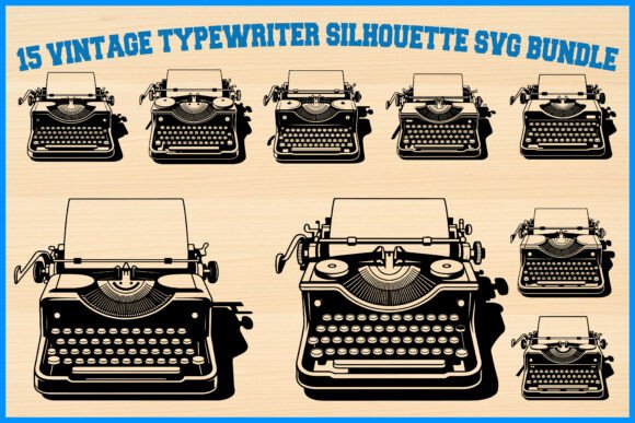 15 Vintage Typewriter SVG Bundle: Graphics & Illustrations