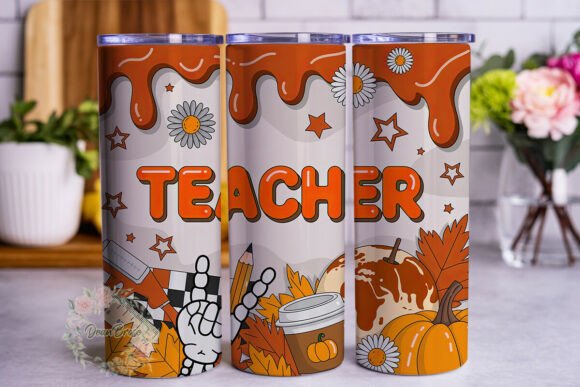 Autumn Teacher Pumpkin 20oz Tumbler Wrap Graphics