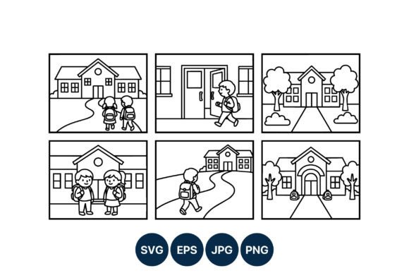 Children Walking to School Graphics & Illustrations Review