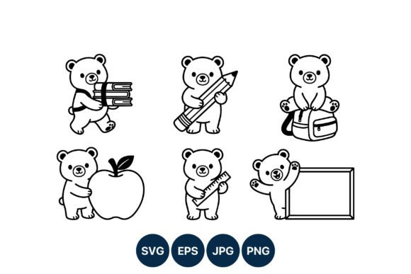 Cute Bear School Graphics & Illustrations