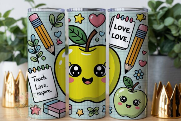 Cute Teacher Apples Graphics for Tumbler Wraps