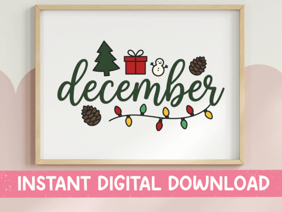 December Christmas Holiday SVG for T-Shirt Designs & Graphics