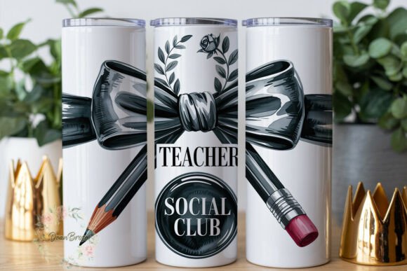 Elegant Teacher Bow Graphics for Tumbler Wraps