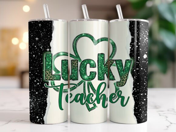 Green Leopard Teacher Clover Graphics for Tumbler Wraps