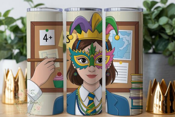 Mardi Gras Teacher Graphics for Tumbler Wraps