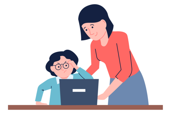 Mother Help Kid Study Graphics & Illustrations