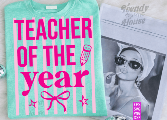 Preppy Striped Teacher PNG for T-Shirt Designs & Graphics