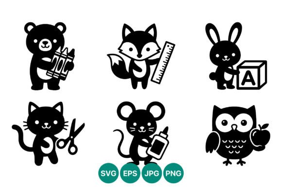 Reviewing Cute Animals with School Supplies Vector