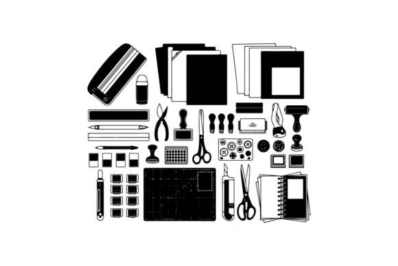 Reviewing School Supplies and Tools Flat Design Ve for Stitchers