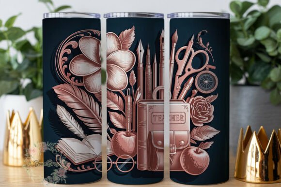 Rose Gold Teacher Graphics & Tumbler Wraps