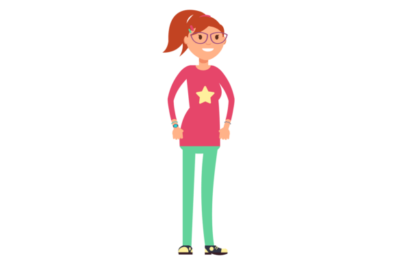 School Girl Character Graphics and Illustrations Review