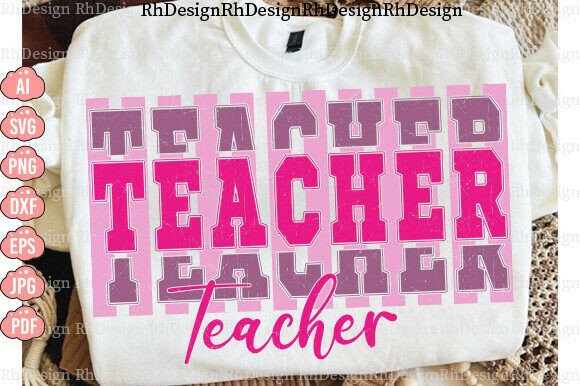 Striped Teacher PNG: Retro Graphics for T-Shirt Designs