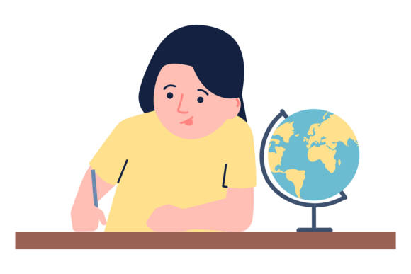 Studying Girl Graphics & Illustrations Review