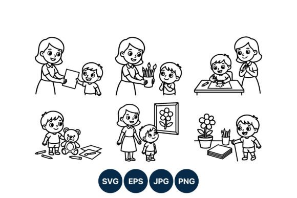 Teacher Child Art Graphics & Illustrations