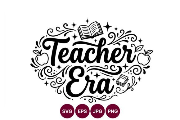 Teacher Era Black and White Lettering Graphics