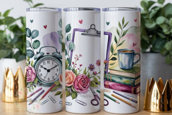 Teacher Floral Watercolor 20oz Tumbler Graphics for Wraps