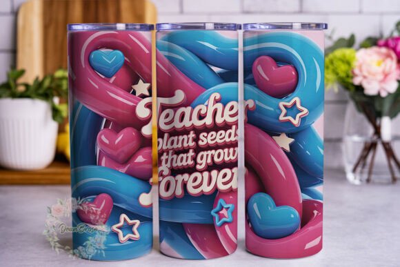 Teacher Love Hearts: Tumbler Wraps & Graphics